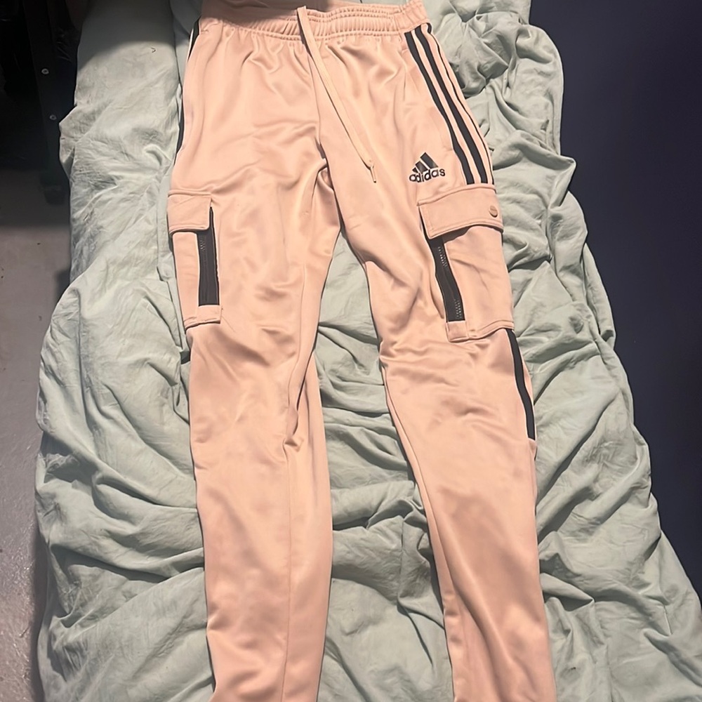 XS Adidas Peach Track Pants with zipper pockets